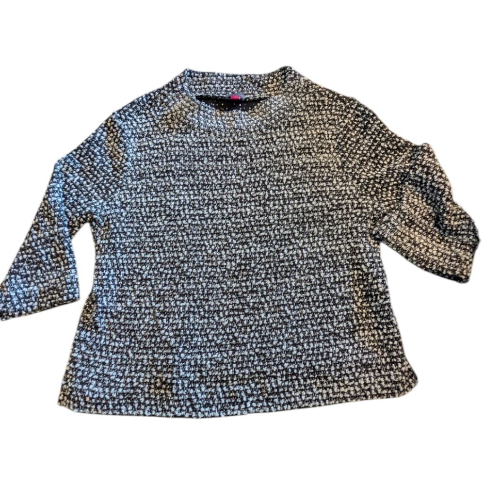 Vince Camuto Black White Crew Neck Sweater Womens Large